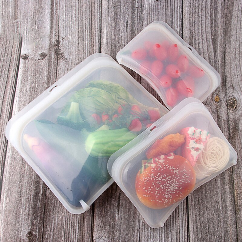 3 stk / sæt genanvendelig silikone lynlås madpakker lynlås friskholdende frysning af plastikposer nul affald køkkenorganisation suff