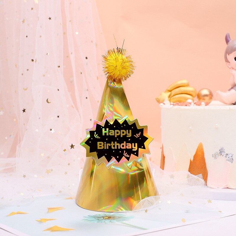 10 stücke Glücklich Geburtstag Hüte Polka Punkt Filz Pompoms Papier Kegel Kappen Baby Dusche Erwachsene freundlicher Geburtstag Party Dekoration Supplie: I-1-39