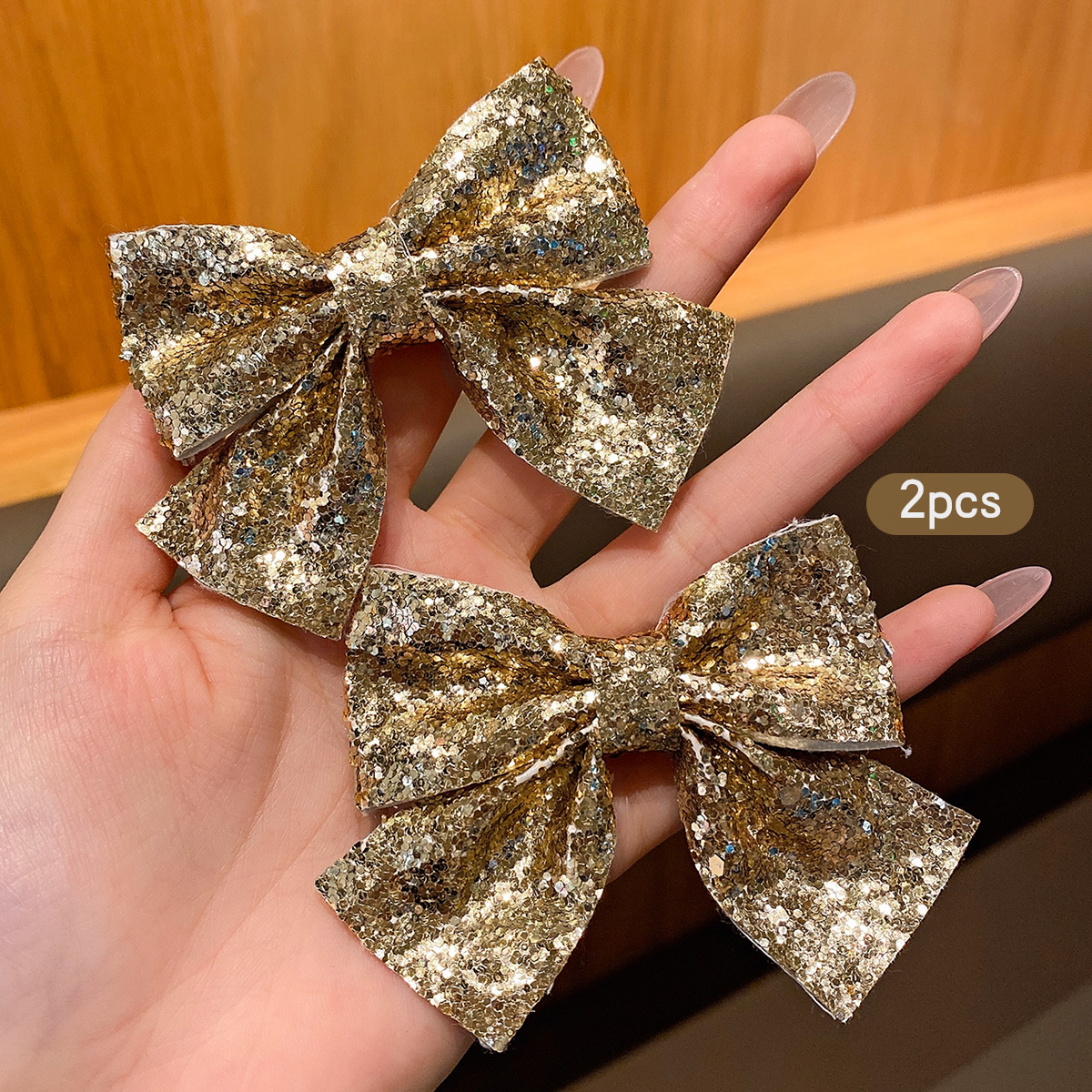 2 gouden strik haarclips, modieus, lief en schattig, geschikt voor dagelijks gebruik als haaraccessoires: Default Title