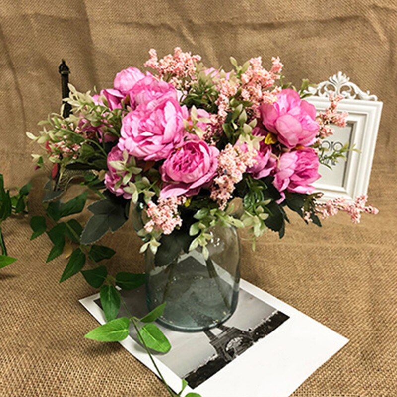 1Pc Kunstmatige Pioen Bloemen 32Cm Bloemen Boeket Decoratieve Nep Planten Voor Diy Wedding Festival Party Decoratie: B-1pc