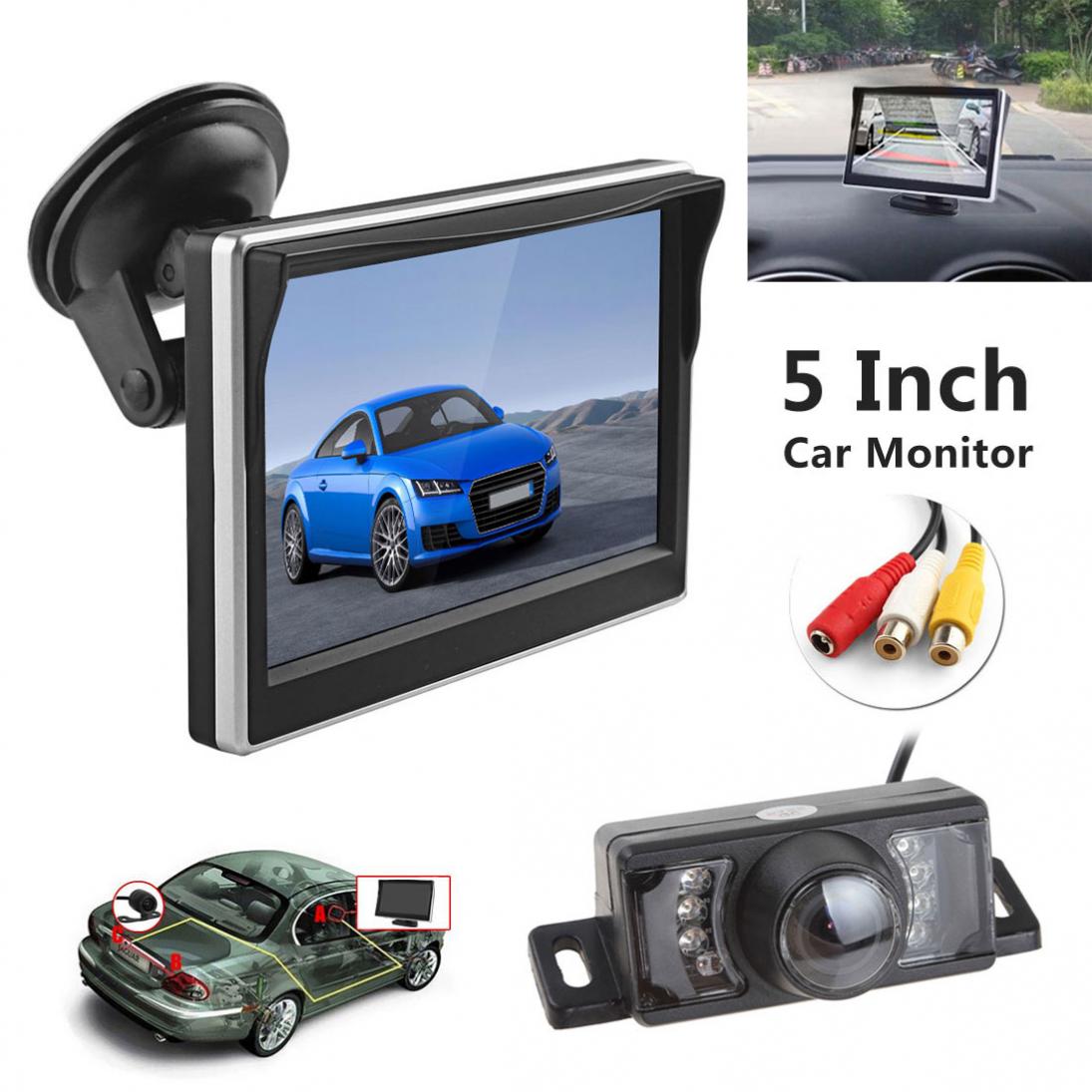 5 Inch TFT Lcd-scherm 480x272 HD Digitale Kleur Auto Achteruitrijcamera Monitor + 7 IR Lights Water -proof 120 Graden Auto Achteruitrijcamera