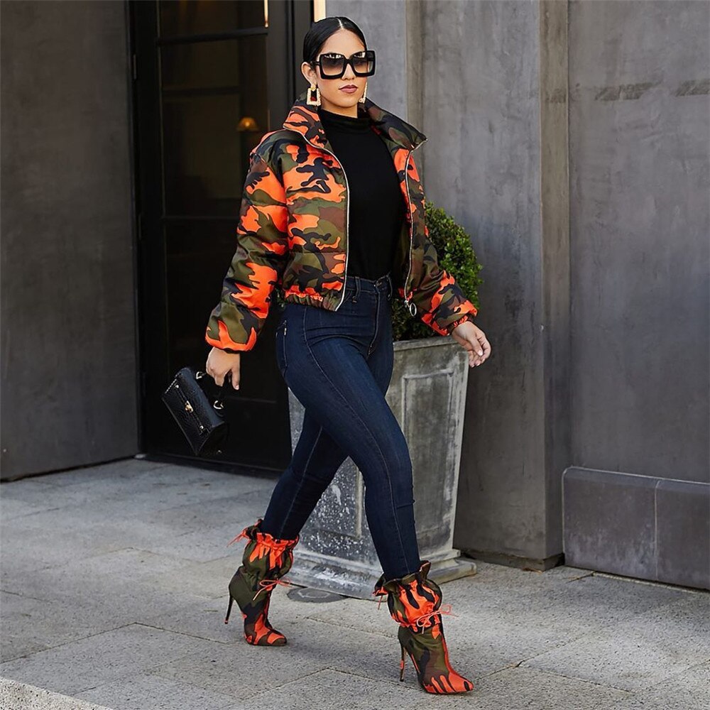 Tsuretobe Camouflage Winterjas Vrouwen Warm Puffer Jas Mode Bubble Jas Casual Winter Jas Rits Parka Bovenkleding Vro