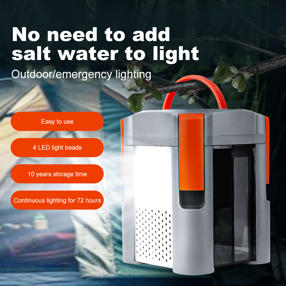 Lampe de Camping en eau salée, aucune batterie requise, lumière LED pour Camping en eau salée, éclairage continu 72H pour les urgences