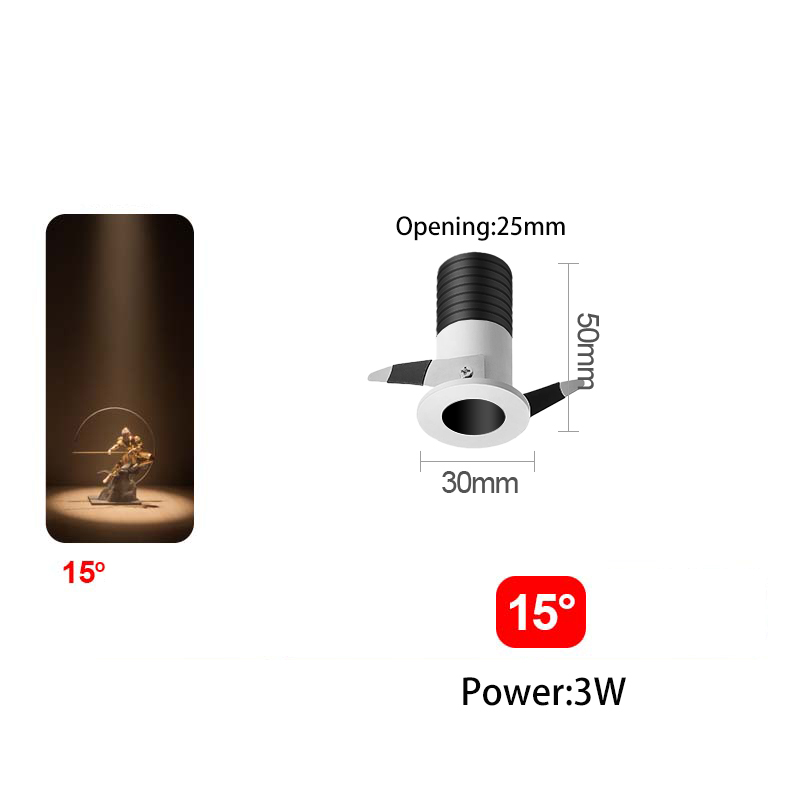 Led Spotlight Cabinet Mini Spot Light Small Angle Embedded 3W 3 8 15Degree Atmosphere Museum Display Art Picture Foco Adjustable: L / Orange