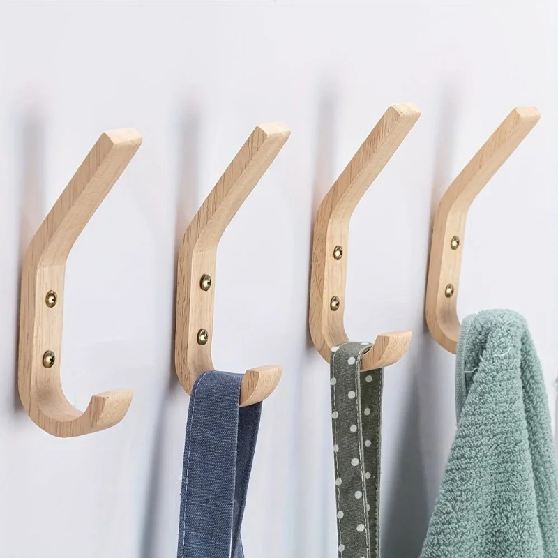 Exquisito gancho de madera para abrigos, gancho de pared, decoración de gancho de roble natural, organizador de pared de madera retro, gancho para colgar en la pared resistente