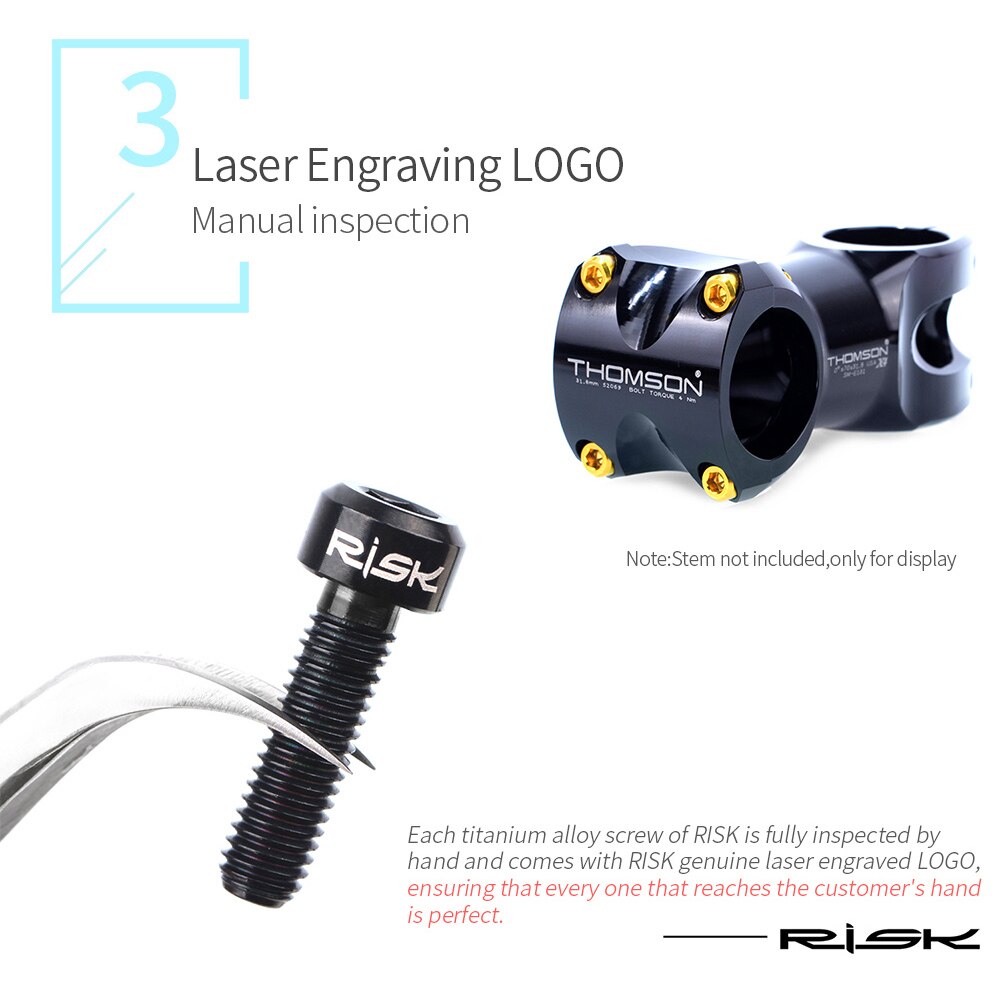 Risk 6 stuks/doos racefiets mountainbike fiets titanium  m5 x 16/18 stuurpen bevestigingsbouten schroeven voor zadelpenklem