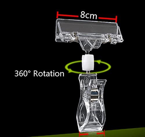 Plastic Merchandise Sign Clip Rotatable Pop Clip-on Holder Stand Price Display Holders Clear
