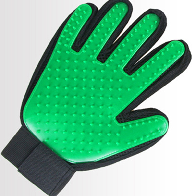 Luva removedora de pelos para animais, escova para remoção de pelos de cachorro e gato, esquerda ou direita, massageador de limpeza materiais de pente: Right green