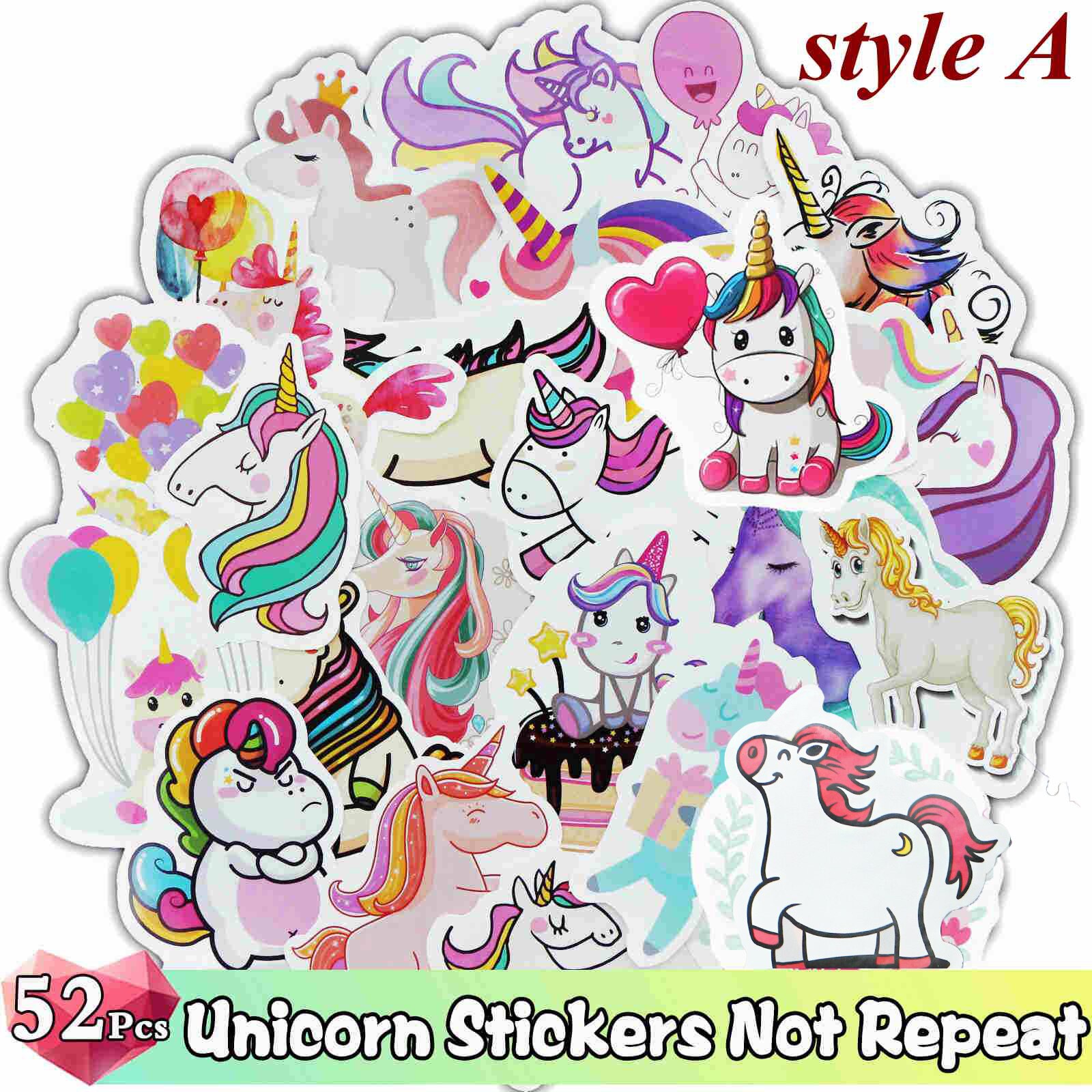 52/50 Pcs/Lot Color Stickers Graffiti Cartoon Animal Super Hero Sticker for Water Bottle Luggage Notebook Skateboard Kids Toy: Unicorn Style A