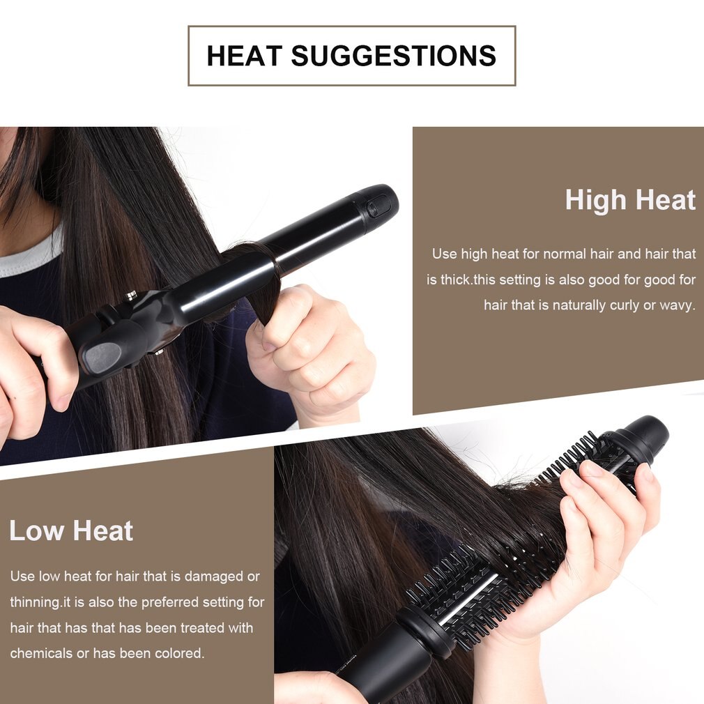 U-Kiss Interchangeable Brush & Clip Super Hard Titanium Coated Heating Plate Dual Voltage 3 In 1 Ionic Hair Styler Hair Curler
