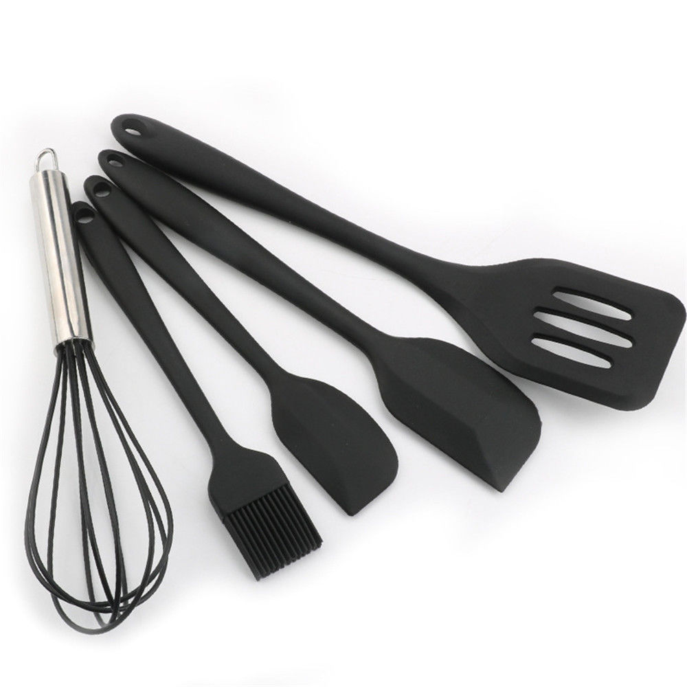 Chef Craft 5 Piece Silicone Kitchen Tool and Utensil Set Cooking Utensils: Black