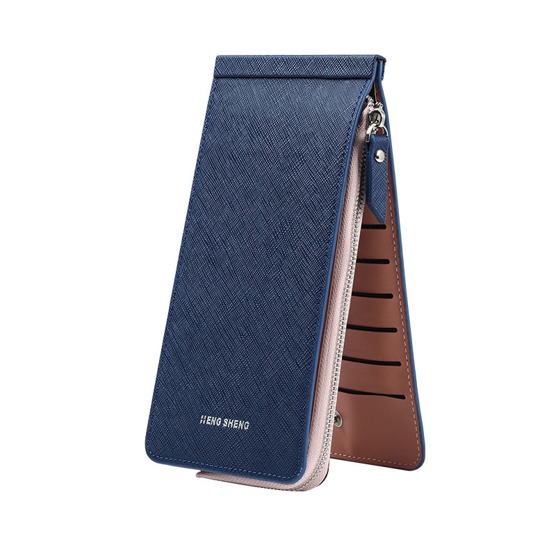 Women Business Phone Credit Card Holder Woman Long Wallets Female Bag Purses Pocket Cardholder Lady zipper clutch wallet: Sapphire