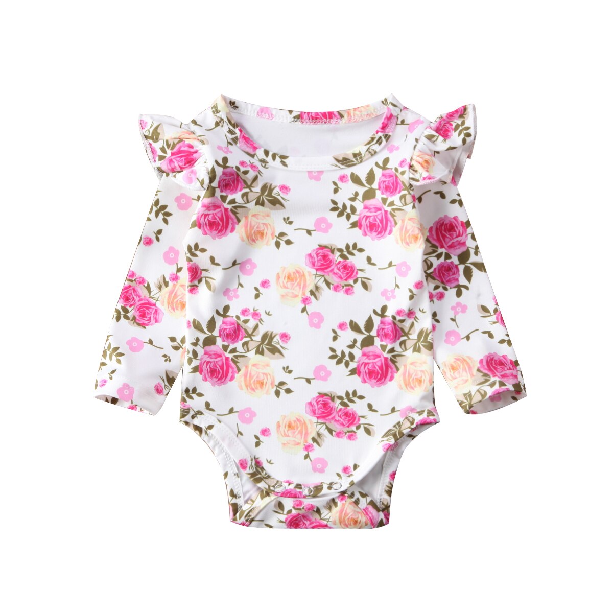 Mono para bebé niña con volantes de manga larga Floral primavera otoño: Black / 3M