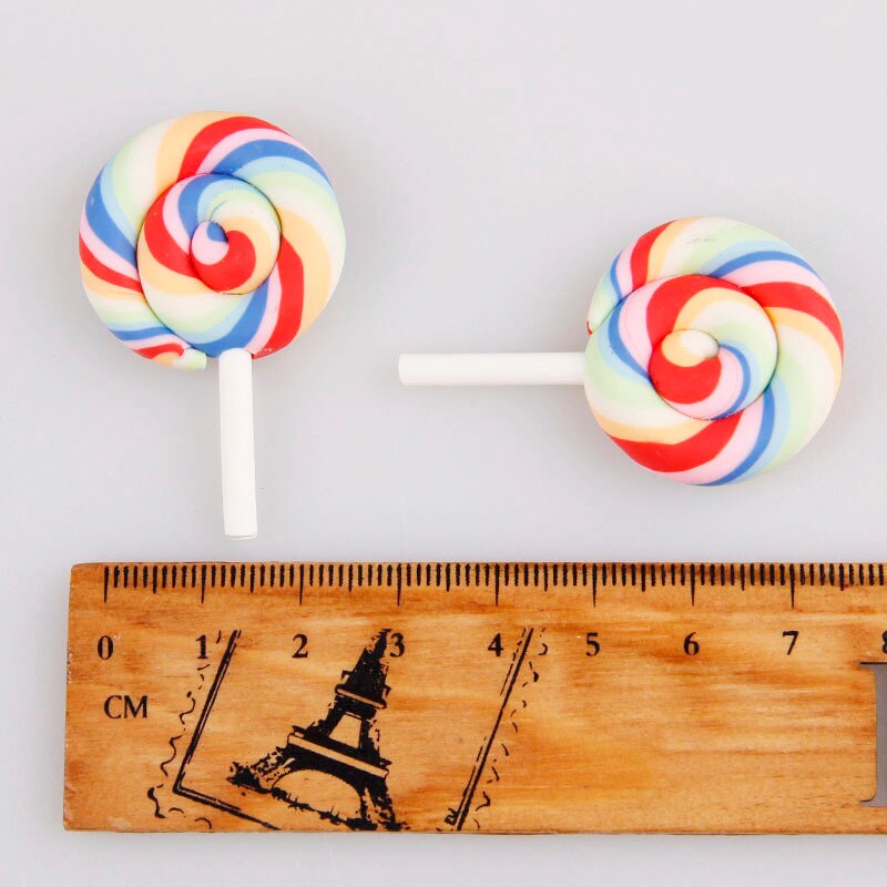 10Pcs/lot Rainbow Colorful Spiral Lollipop Charms Pendants DIY Miniature Candy Decoration Handmade Jewelry Accessories Girl Toys