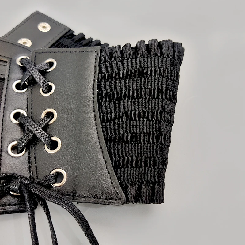 Plus size elástico rendas espartilho cintos para mulheres ampla estiramento cummerbunds feminino goth punk vestido espartilho cinto grande cintura branca