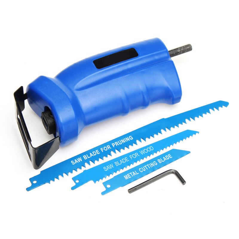 Reciprocating Saw Convert Adapter Metal Cutting Wood Tool Electric Drill Attachment With 3 Blades For Cordless Power Drill