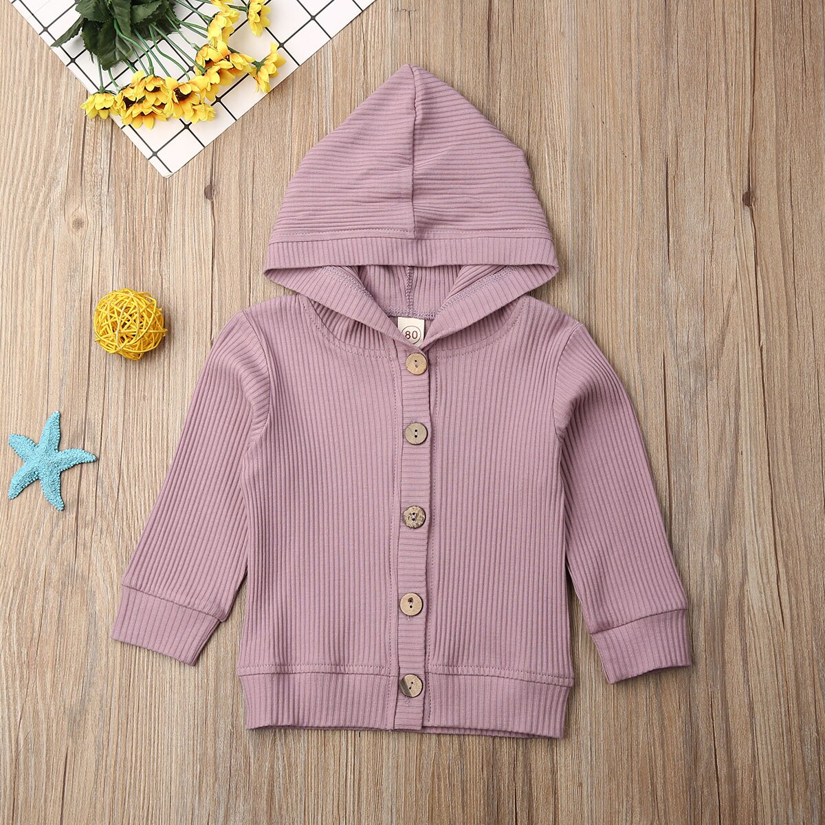 Inafnt Baby Meisje Jongen Gebreide Katoenen Jassen Knit Truien Vest Tops Warm Fall Kleding Solid Lange Mouwen Hooded Jassen 0-24M