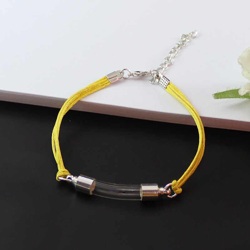 2Stck Glas Rohr Urne Armbinde Mit Schwarz Kabel Feuerbestattung Schmuck Denkmal Schmuck für Asche Andenken Urne Armbinde: Gelb Kabel