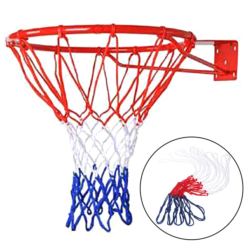 Standard basketball net holdbar nylon tyk tråd tre farver universal basketball net mesh udskiftning