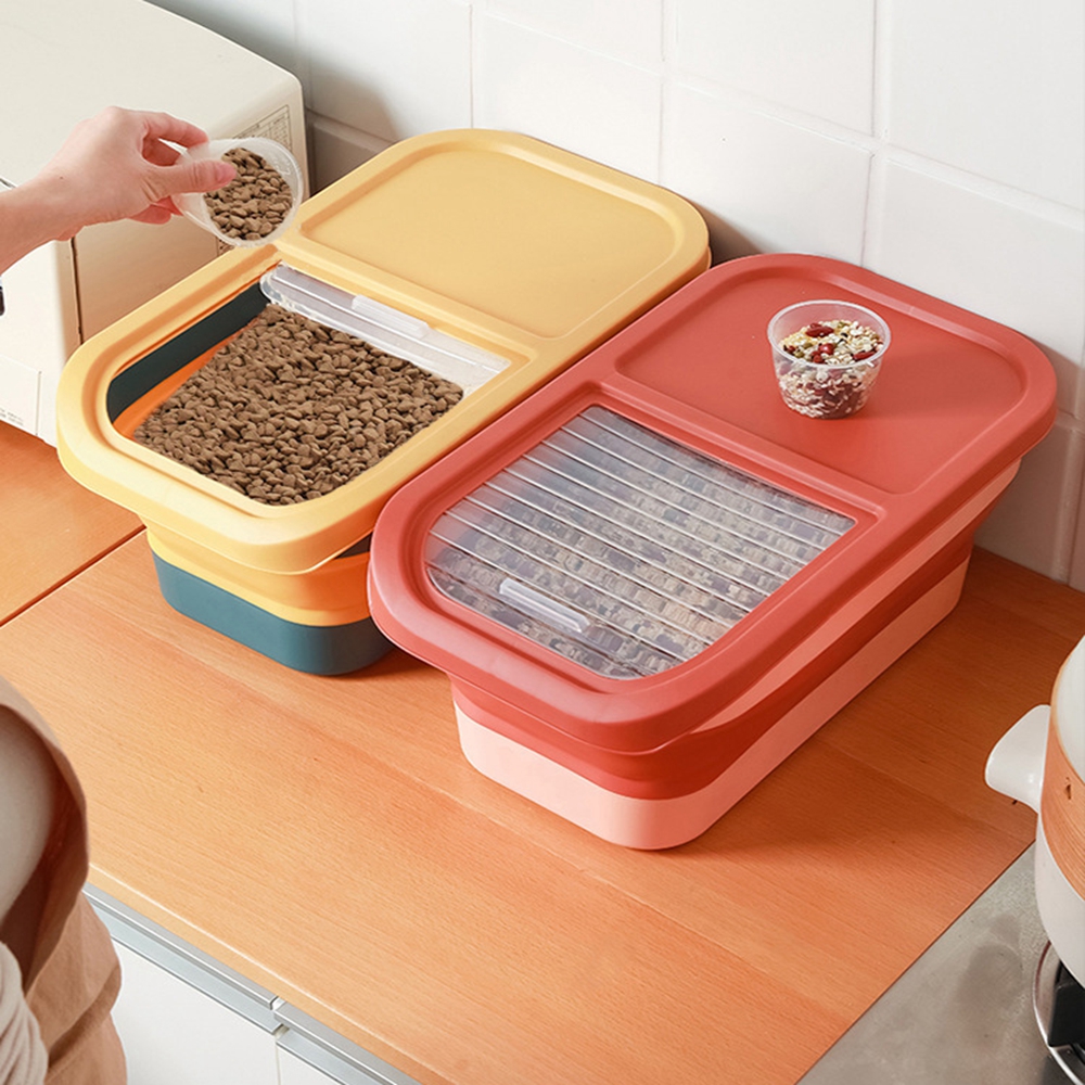 13/33lb Katzenhundefutter-Vorrats behälter zusammen klappbare Trocken katzenfutter Kasten mit Deckel luftdicht versiegelnde Küchenkorn-Reis-Aufbewahrung sbox