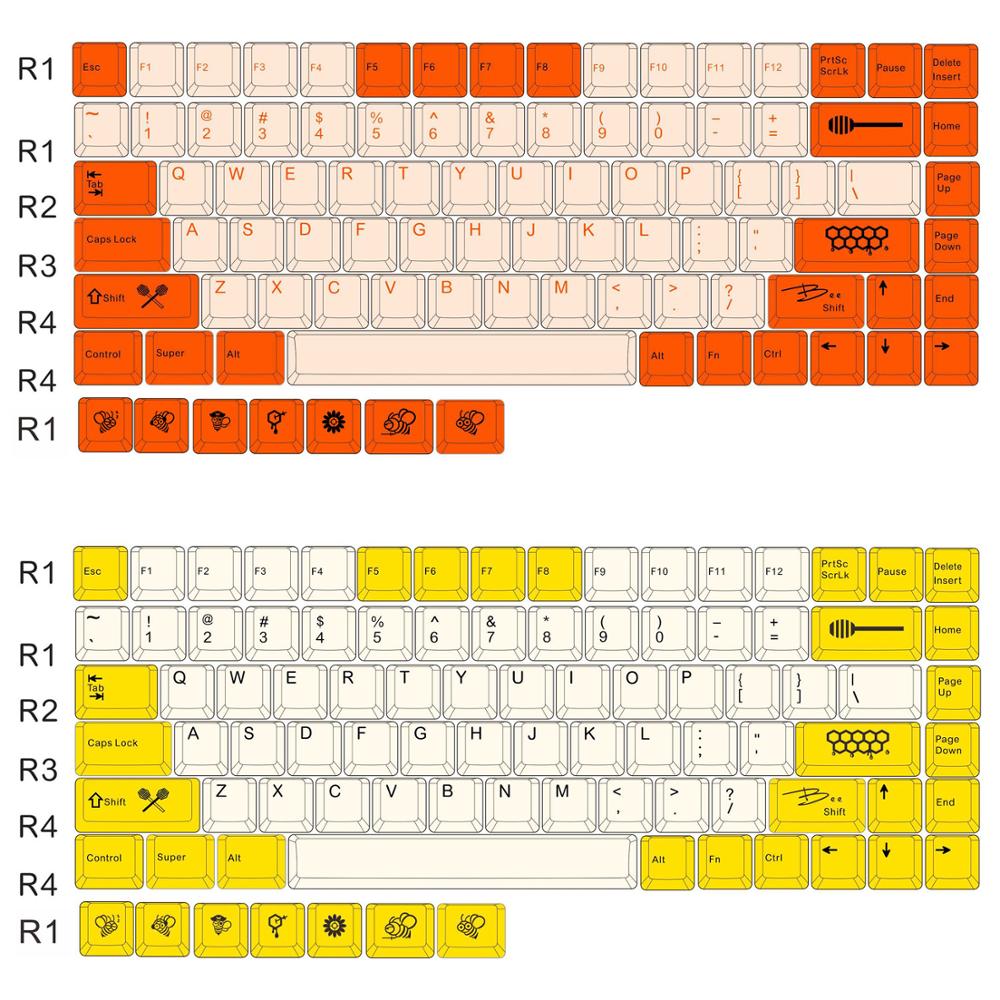 Keycap 84 keys PBT Sublimatie 84 Mechanische Toetsenbord Originele Hoogte Keycaps Persoonlijkheid Supplement Kleine Bee Grote Carbon