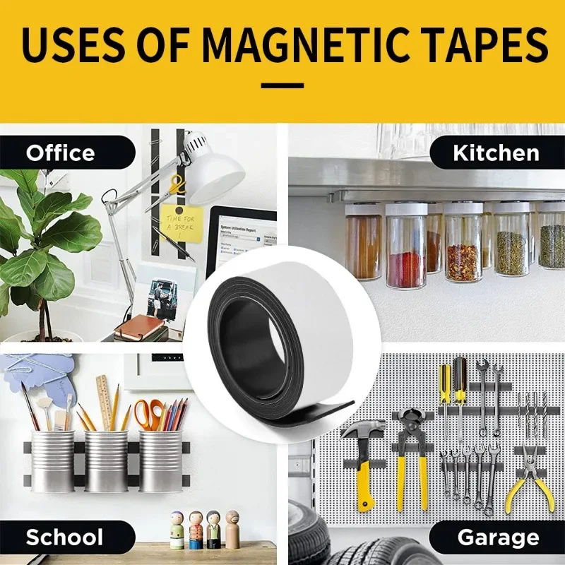 1 Meter selbstklebender Magnetstreifen, starke, flexibel Magnetbänder, schneidbarer Magnet, Gummiband, Kühlschrank, Foto, Poster, organisieren