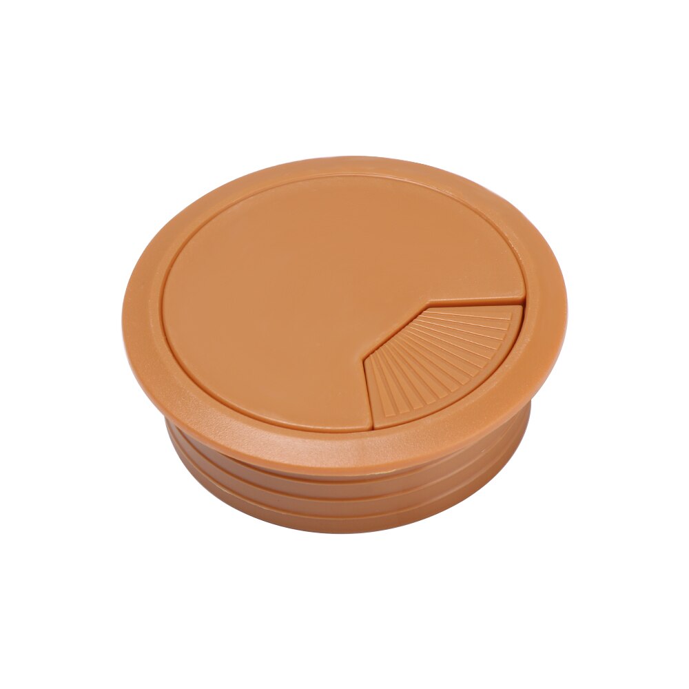 60/80mm Desk Table Plastic Cable Hole Cover Base PC Computer Cable Outlet Port Desk Round Wire Tidy Grommet Furniture Tools: 60MM / light brown