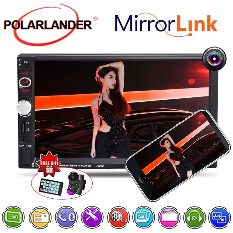 2 DIN 7 inch car MP5 player 7025D Rear View Camera Handsfree screen system Radio MP3/WMA/WAV/MKV/FLAC/OGG/APE HD