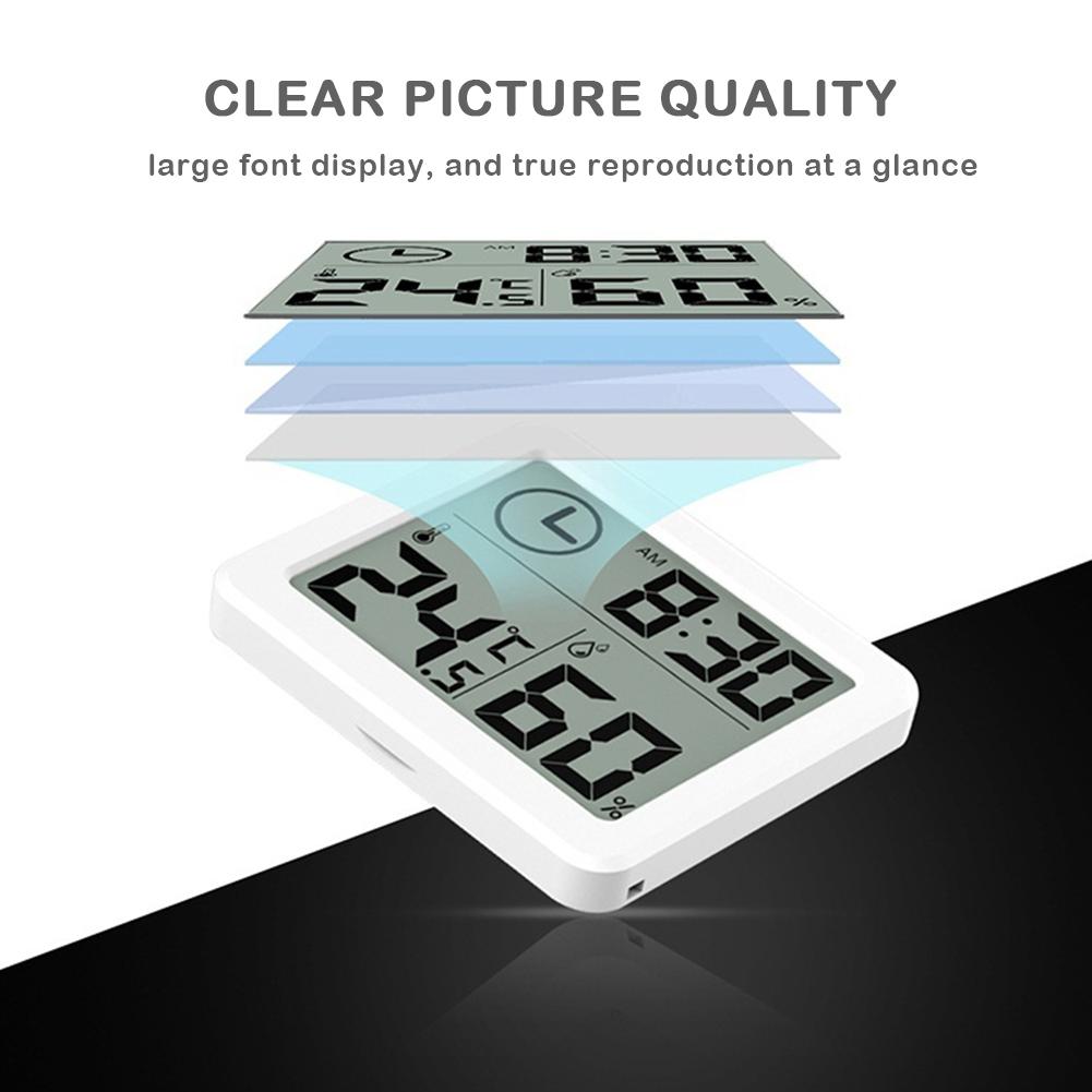 Ultra-thin Thermometer Hygrometer Electronic Digital Clock Temperature and Humidity Monitor Clock for Kitchen Bathroom 30E