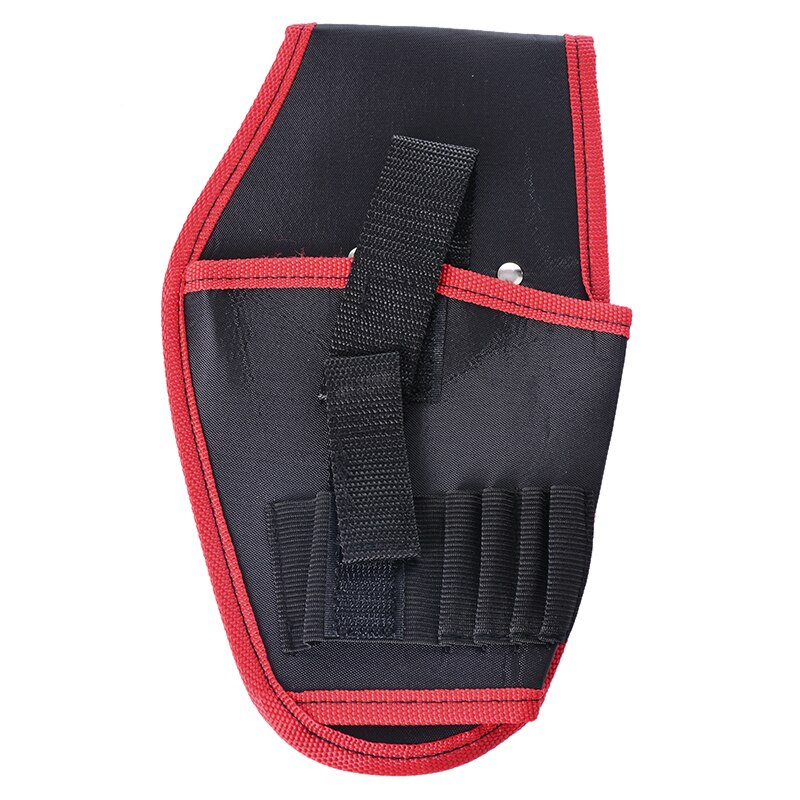Portable Heavy Duty Drill Driver Holster Cordless Electrician Tool Bag Bit Holder Belt Pouch Waist Cordless Drill Storage Pocket: black red
