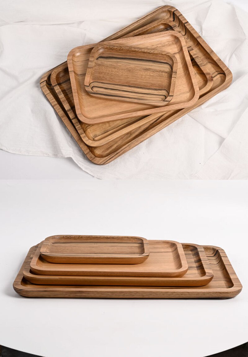 Brood houten bord japanse rechthoekige houten pan bord fruitschaal schotel theeblad dessert diner