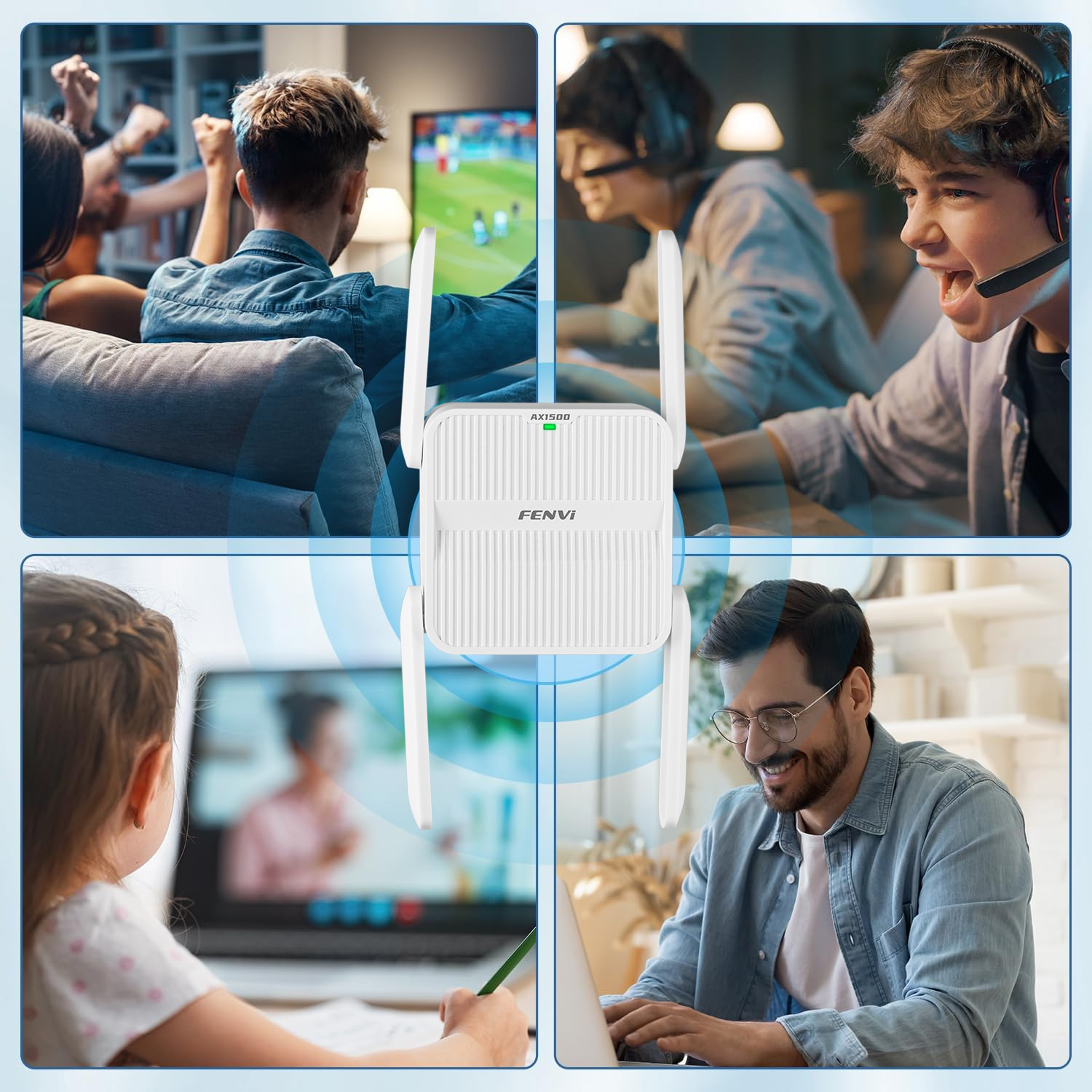 WiFi6 AX1500 WiFi Repeater Dual Band 2,4G & 5GHz Extender Signal Booster Wi-Fi Extender 4*2dbi Antenne Gigabit Netzwerk Karte für PC