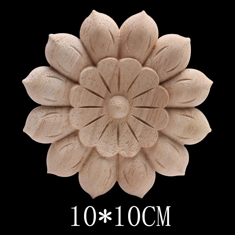 Decoración Retro Natural molduras de madera exquisitas, calcomanía para madera apliques de madera, Onlay Rose Floral grande largo mueble madera gabinete: B125-5