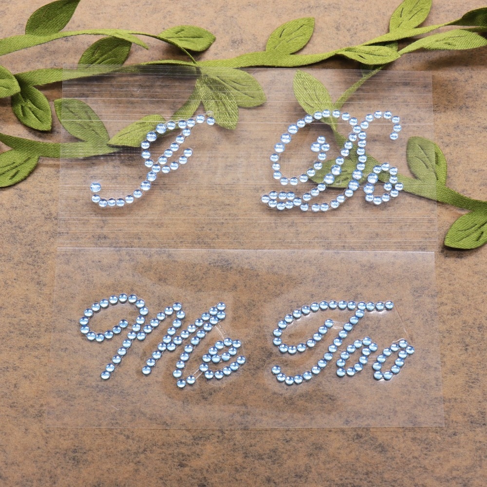 2pcs/set High Heel Wedding Stickers I DO ME TOO Set Rhinestone Shoe Groom Bride Stickers Cute Stickers Bridal Shower
