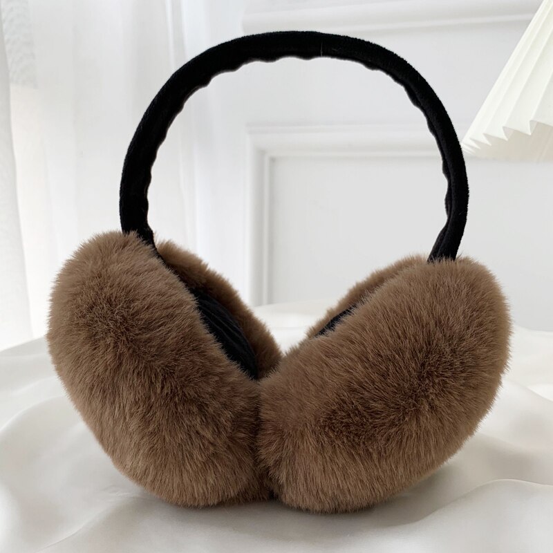 Orejeras cálidas de felpa suave para mujer, orejeras cálidas para estudiantes, protección contra el frío, cubierta de oreja para mujer: khaki classic