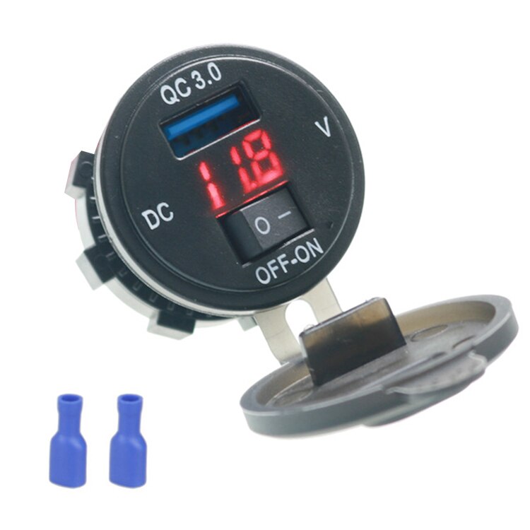 Quick Charge 3.0 Usb Car Charger Socket Digitale Display Voltmeter Usb Charger Socket Met Aan-uit Schakelaar Voor Auto motorfiets Atv
