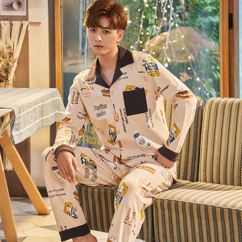 Pijamas de algodón de 100% para hombre, conjuntos de Top para dormir y pantalones, Pijama masculino, ropa de casa informal, ropa de dormir