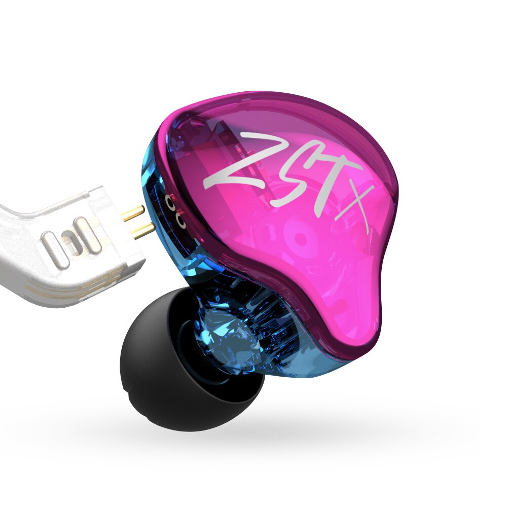 KZ ZST X 1BA 1DD hybrid Einheit in-ohr Kopfhörer HIFI Bass Sport DJ Ohrhörer Headset Mit Silber-überzogene Kabel Kopfhörer KZ ZSTX ZSN