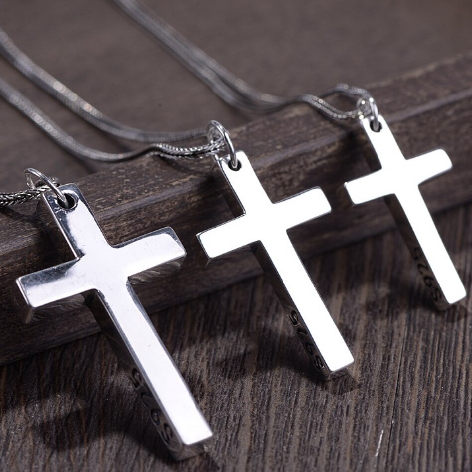 S925 Sterling Zilver Minimalistische Heldere Kruis Hanger Voor Wome Mannen Minnaar Puur Zilver Mode Christian Sieraden Ketting Accessoires