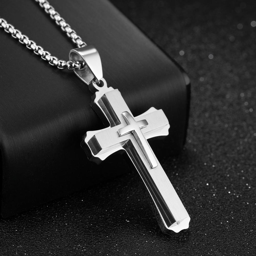 Collier en acier inoxydable 316L pour hommes, pendentif croisé de supérieure, bijoux de noël, offre spéciale