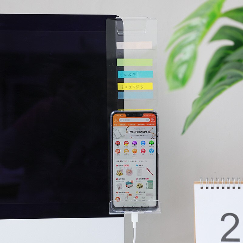 Acrylic Monitor Message Memo Board for Sticky Notes Transparent Name Card Phone Holder Desktop Storage Rack: Right