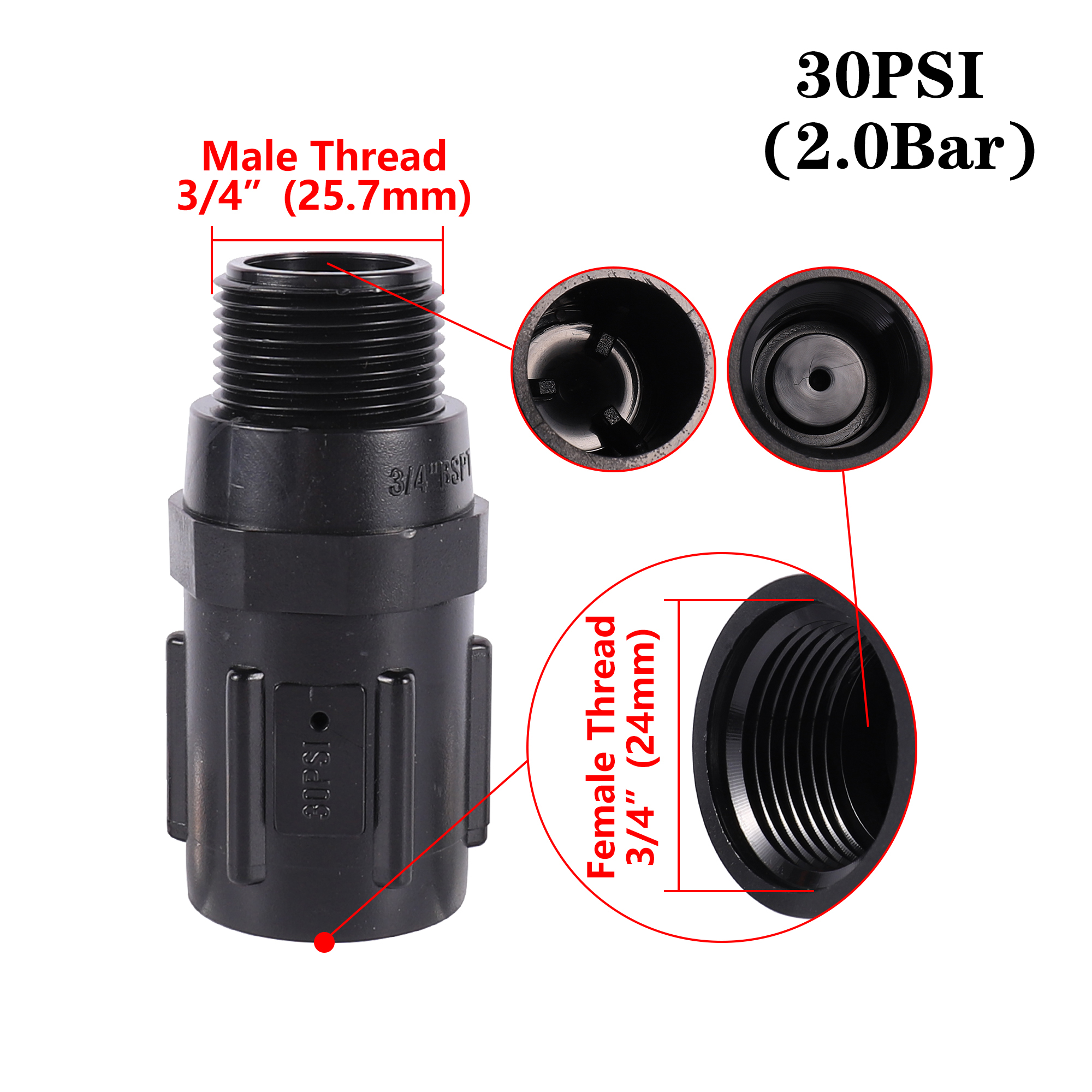 15/20/25/30/45PSI Water Drukregelaar Drip Valve 3/4 "Bsp Schroefdraad Drip Relief valve Tuin Gereglementeerde Bevloeiing: Rood