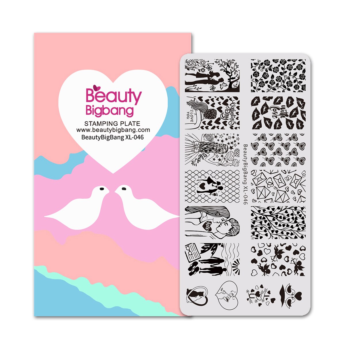 Beautybigbang Nail Stamping Plates Set 10 PCS XL-031-XL-070 Words Flower Animal Geometry Tree Ring Style Image Nail Art Template