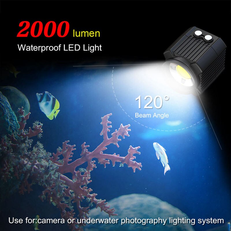 Onderwater Camera Flash 60M Waterdichte Duiken Vulling Licht 2000Lm Voor Hero 7 6 5 Actie Video Camera 'S Accessoires