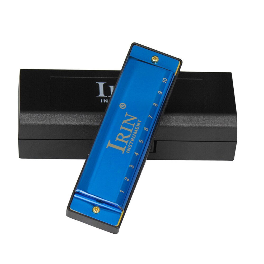 Bluesharpe 10 hull 20- tone munnspill fullpakket med en plastboks som spiller instrumenter små instrumenter (svart med rensetrekk