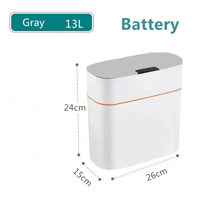 XIAOMI MIJIA 13-16L Smart Sensor USB ricaricabile automatico cestino cucina soggiorno bagno induzione domestica bidone della spazzatura: Battery Gray 13L