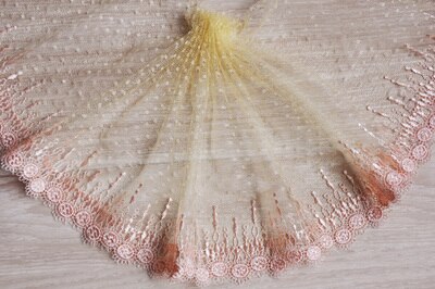 Borde de encaje 5 metros amarillo malla de gasa tul bordado tela cinta ropa vestido Material costura 17cm-26cm de ancho S5C224: 21cm 8.26in wide n7