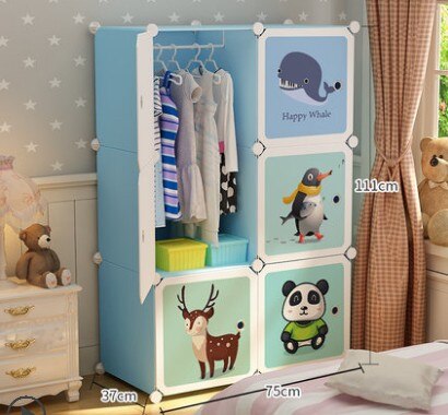 DIY Multi-layer Simple Children Wardrobe Girl Assembled Plastic Closet Cartoon Simple Modern Economic Baby Storage Cabinet