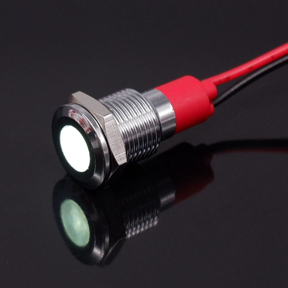 1PC 10mm Indicator Light LED Metal Signal Lamp 3V 5V 6V 12V 24V 220V Red Yellow Blue Green White Highlight Dustproof: 3-6V / white
