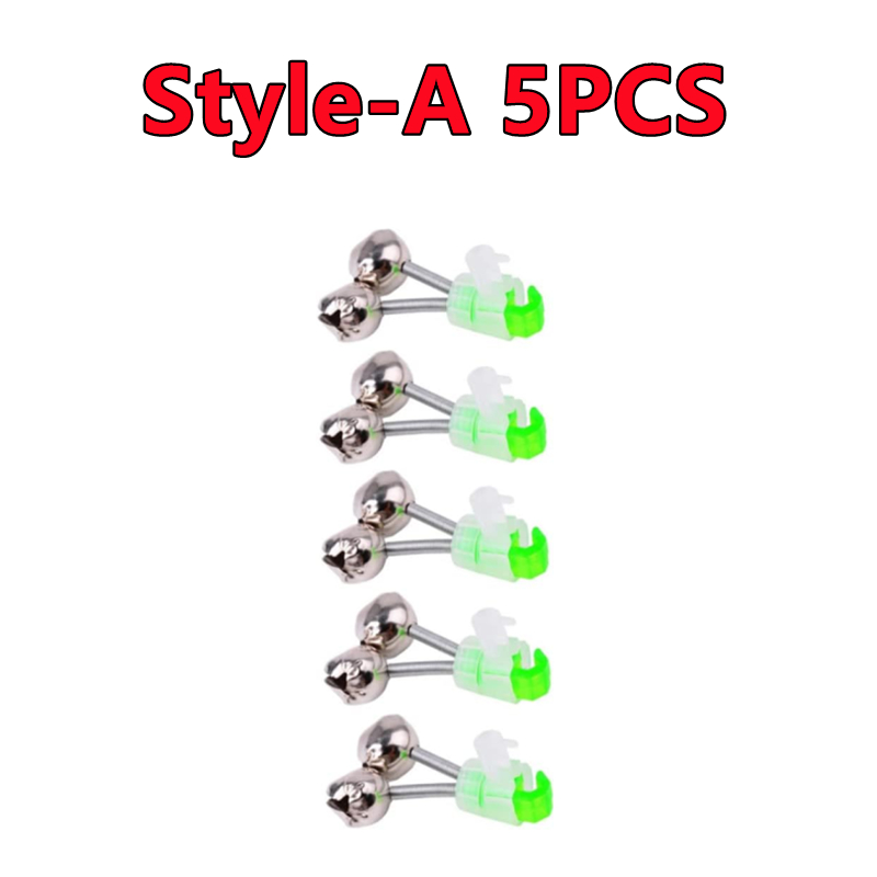 50-5PCS Dubbele Bellen Vissen Indicator Aas Alarm Luid Geluid Alert Bell Clips Nacht Hengel Bell visgerei Outdoor Vissen Bel: Golden